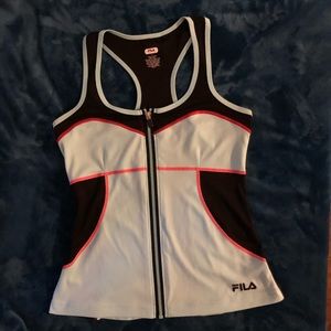FiLA Athletic Aqua and Black Zipper Tank Top Sz S